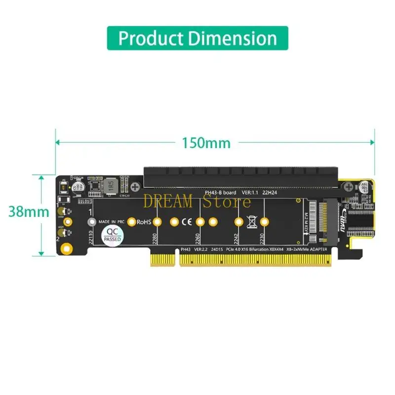 Divisor de tarjeta de expansión PCIe4.0, ranura X16 en dos conexiones X4, adaptador PCIe x16 (x8) para disco M.2 NVMe, venta múltiple