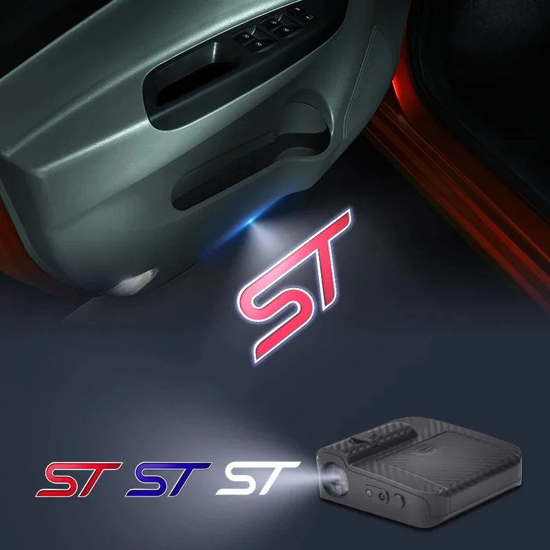 For Ford ST Logo Puddle Wireless Courtesy Car Door Projector LED Welcome Lights  Mondeo Focus Fiesta Kuga Explorer Everest Decor