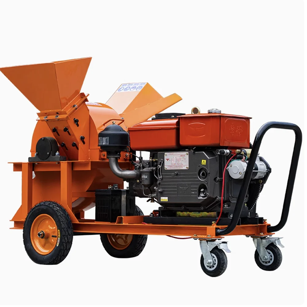 Diesel 15hp 18hp Large scale wood branch crusher, multi-functional diesel edible mushroom sawdust crusher