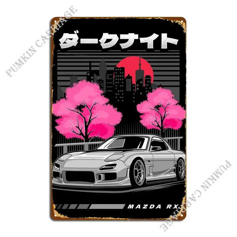 Rx7 Japanese Car Metal Sign Club Wall Create Mural Tin Sign Poster
