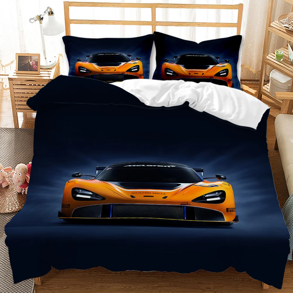 Sports Car Duvet Cover Set 3D Printed Cool Speed Racing Car Automobile Style Teen Boys Bedding Set Queen Polyester Quilt Cover