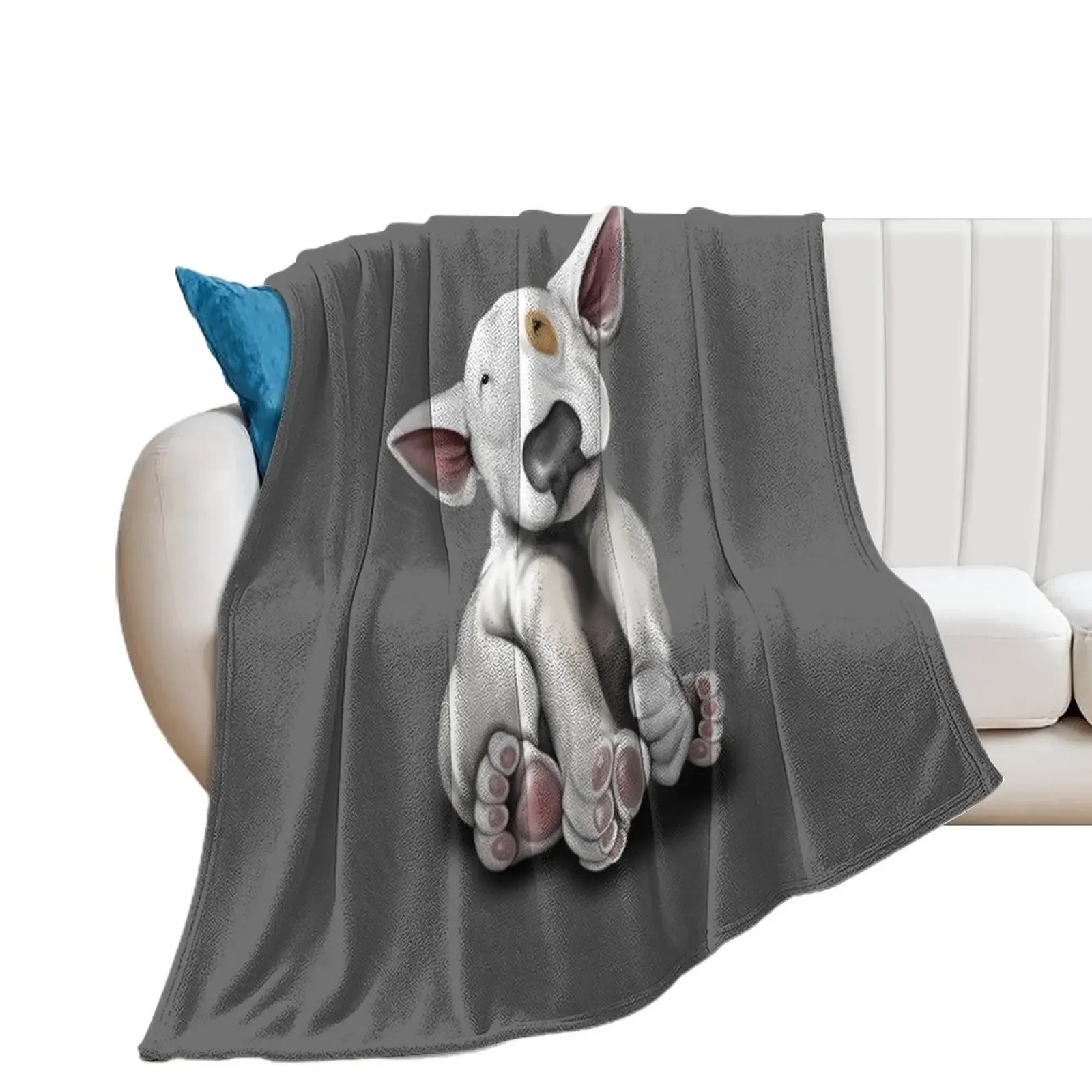 

Bullterrier Puppy Throw Blanket Plaid on the sofa anime Blankets