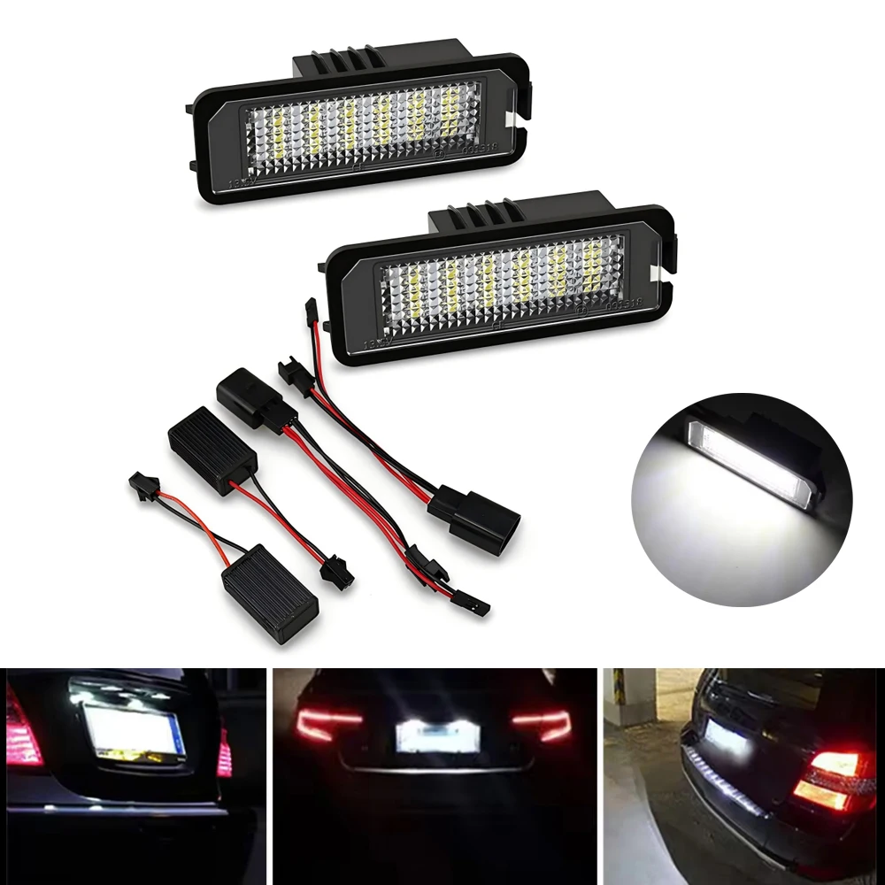 2pcs 12V LED License Plate Lights Assembly for Volkswagen VW New Beetle CC Eos Golf GTI MK4 MK5 MK6 Polo Scirocco Phaeton Rabbit