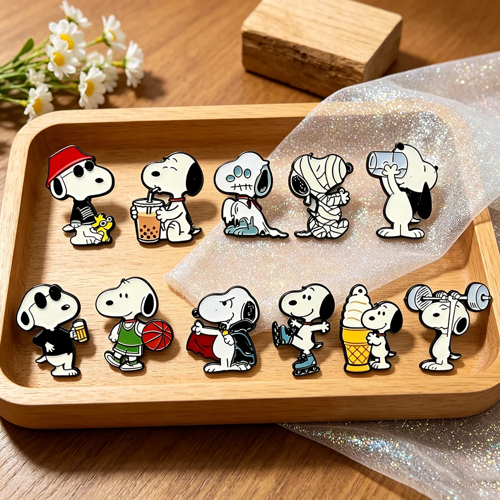 8/10/11-teiliges Niedliches Snoopy Emaille-Pin-Set, Cartoon-Welpen-Metallbroschen, Dekorative Anstecknadeln für Rucksäcke und Sammlerstücke