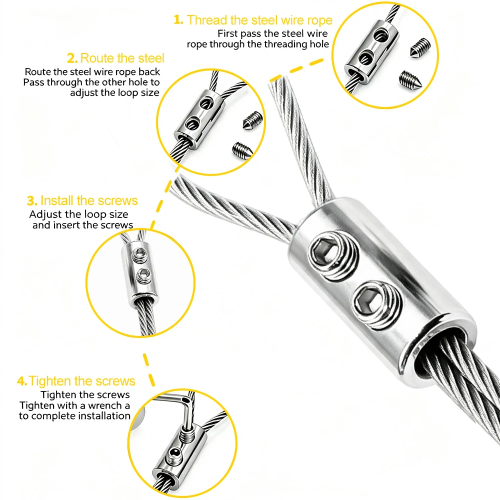 Adjustable 1-3mm Stainless Steel Wire Rope Kit with PVC Coating and Cable Clamp for Hanging Advertising Board Pictures