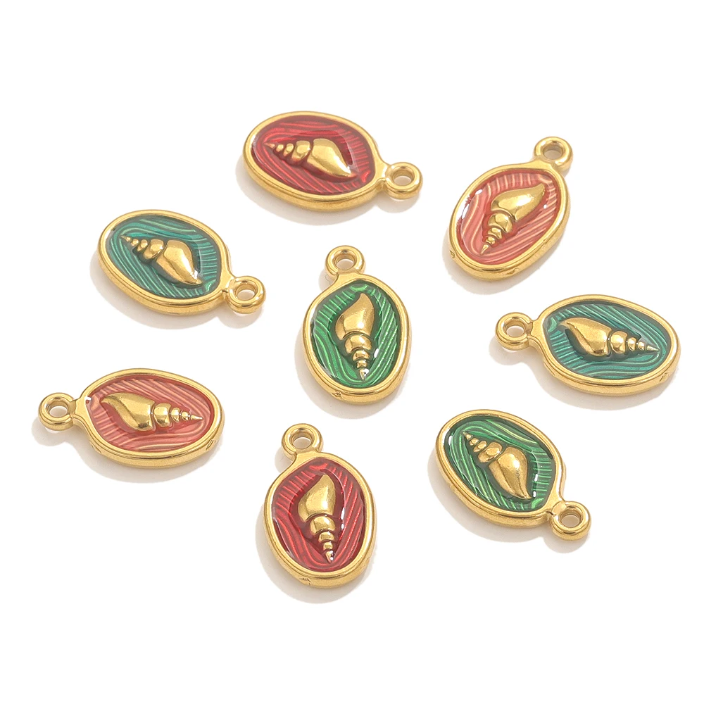 4 قطعة الفولاذ المقاوم للصدأ المينا الصيف محارة السحر لصنع المجوهرات سوار DIY بها بنفسك أقراط المعلقات والمجوهرات لوازم الحرف السائبة