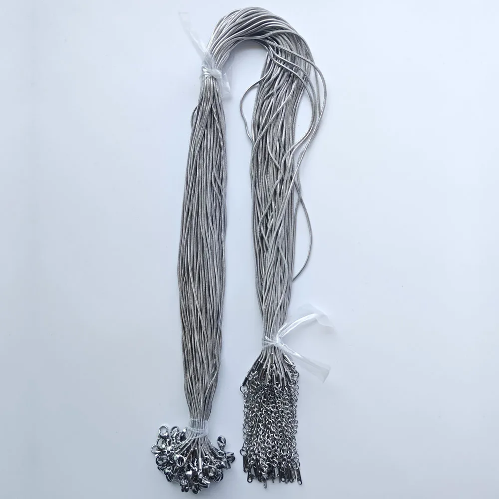 الجملة 25 قطعة جيدة 0.9 مللي متر 1.2 مللي متر الفولاذ المقاوم للصدأ ثعبان سلسلة القلائد 40 45 سنتيمتر + 5 سنتيمتر مشبك قفل DIY بها بنفسك مجوهرات اكسسوارات صنع #3