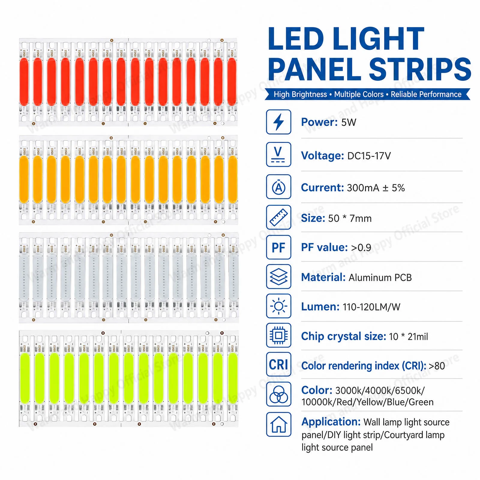 16Pcs 5W 15V-17V 300mA Household Wall Lamp Replaces LED COB Light Strip With Multi-Color, Cold White Warm White Blue Red Green