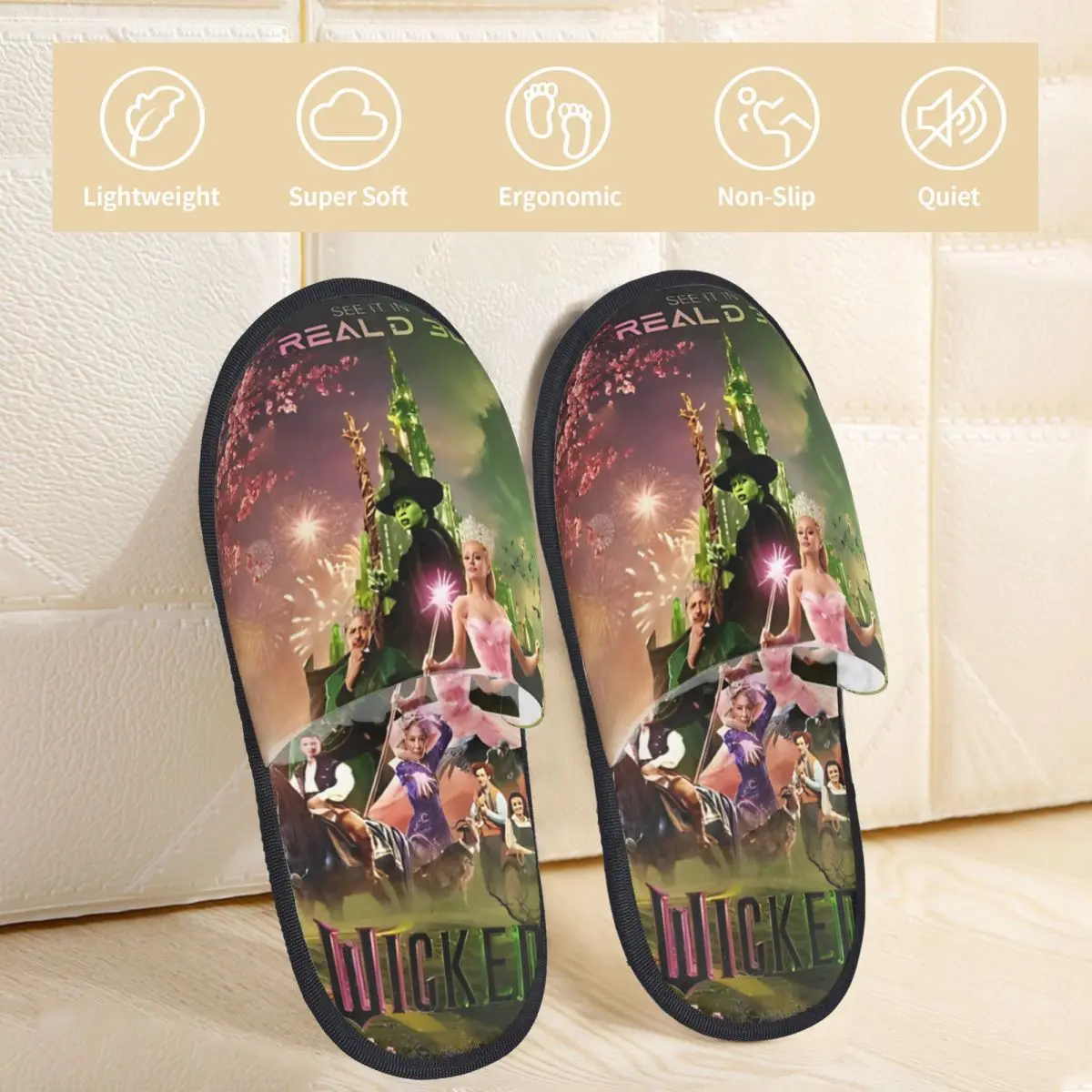 

Wicked Plush Slippers Bedroom Cozy Memory Foam Slides Non-skid