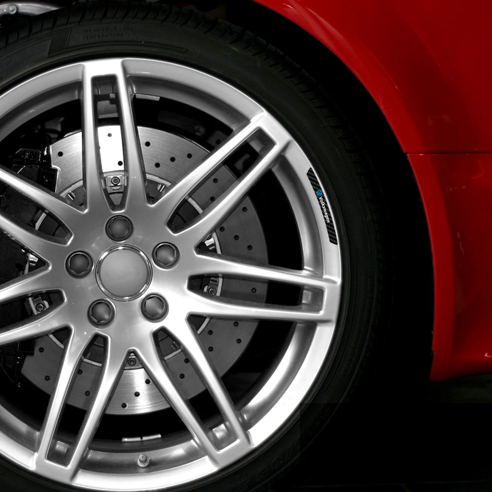 4Pcs Car 3D Carbon Fiber Curved Wheel Rim Sticker Tire Decoration For Volkswagen Golf 6 Polo Sagitar Tiguan Scirocco Bora Passat