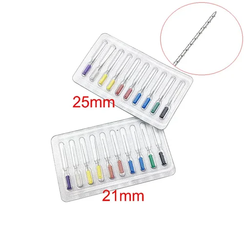 Imagen 2 del producto Broches de púas para limpieza de conducto radicular endodóntico Dental, limas de uso manual, 21mm, 25mm, 0-6 #