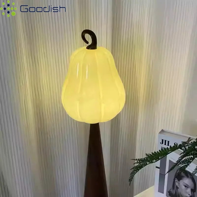 Simplicity Wabi-sabi Standing fruit melon shaped Creative Art Lustre Light LED Floor Lamp for Bedroom Home Decoration Chandelier