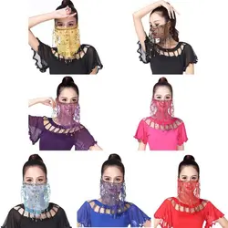 Belly Dance Veil Mesh Dancing Veils With Shining Sequin Masquerade Accessories Ladies Belly Dance Accessories