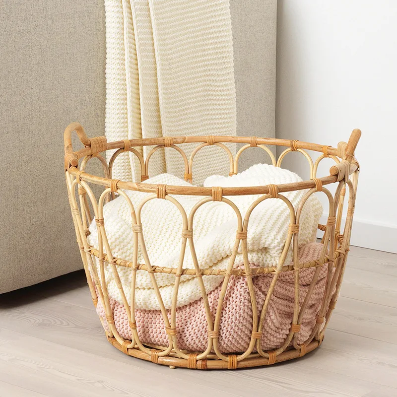 

The product can be customized.Nordic Storage Basket Hotel Homestay Dirty Clothes Basket Handmade Curved Rattan