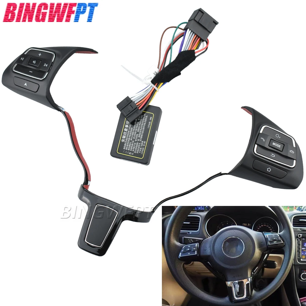 

Modified Multifunction Steering Wheel Control Button Switch Volume Button Audio Switch Button For VW MK6 Golf Jetta Polo