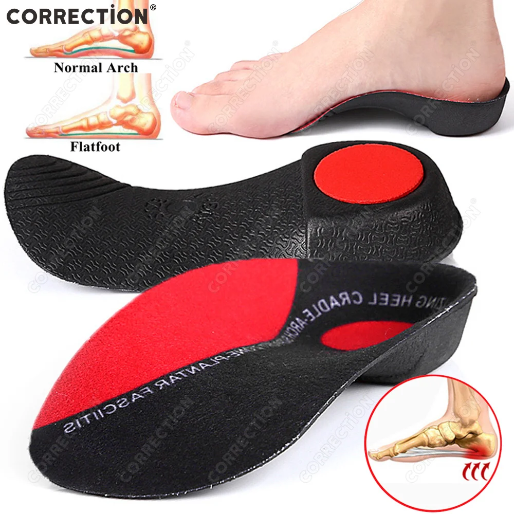 CORRECTION Orthopedic Insoles High Arch Supports Height Increase Insoles for Men Women Shoes Flat Feet Heel Lift Shoe Pads sole