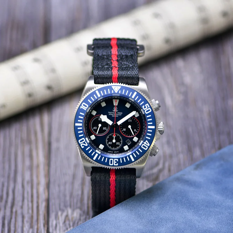 Tactical Frog Titanium Diving Watch FXD2 200M Sapphire BGW-9Super Luminous Chronograph VS75 Solar-powered Quartz Movement Watch