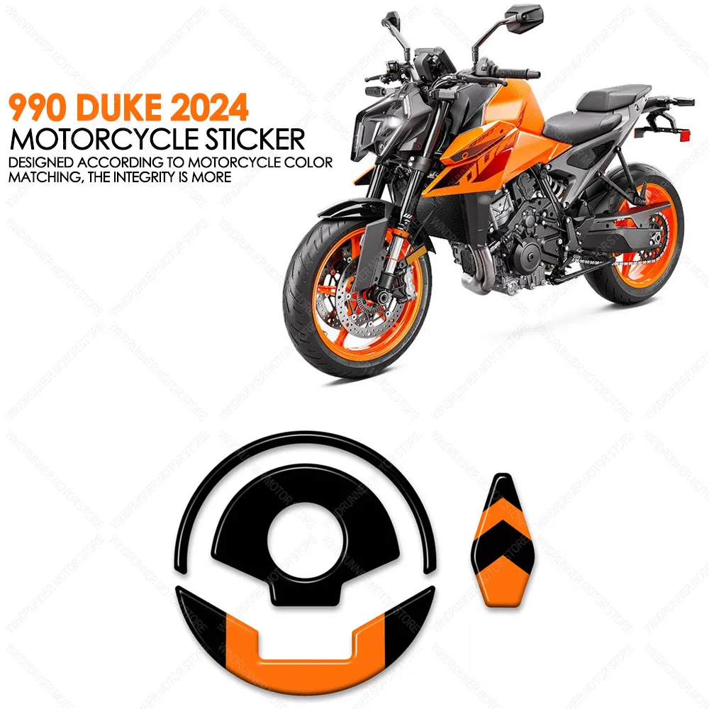 For 990 Duke 990Duke 2024 Motorcycle Accessories Motorcycle Fuel Tank Cap Sticker Protector 3D Resin Sticker