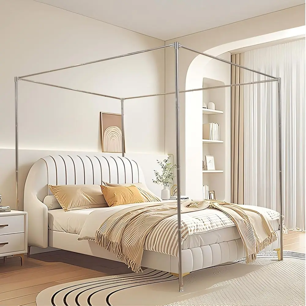 

Durable Steel Full-Size Bed with Sturdy Metal Frame and Sleek 4-Post Design for Modern Bedroom Decor