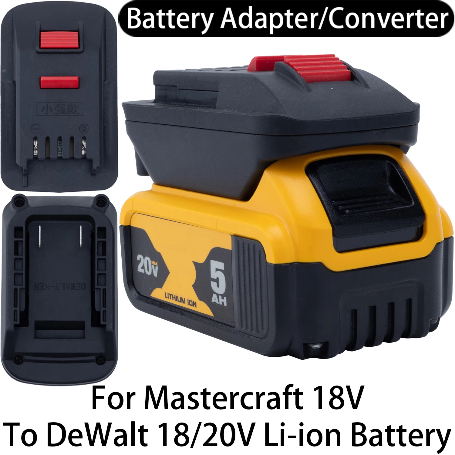 Adapter for Mastercraft 20V Li-ion Tool to DeWalt 18/20V Li-ion Battery Adapter Converter Power Tool Accessory
