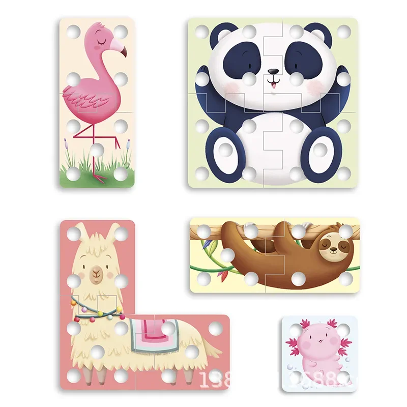Kindergarten science and education toys threading puzzle building block thread art creative embroidery drawing board