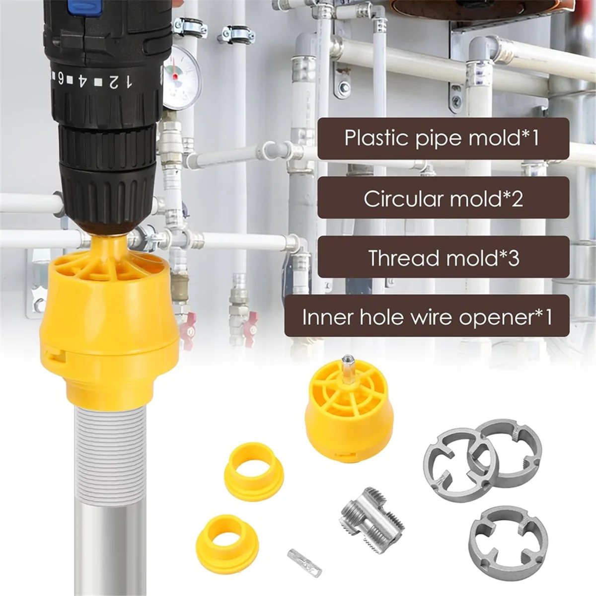 A002 PVC Thread Maker Tool for Electric Drill, Dies Pipe Threader Plumbing Tool, PVC Pipe Threading Plumbing Kit A