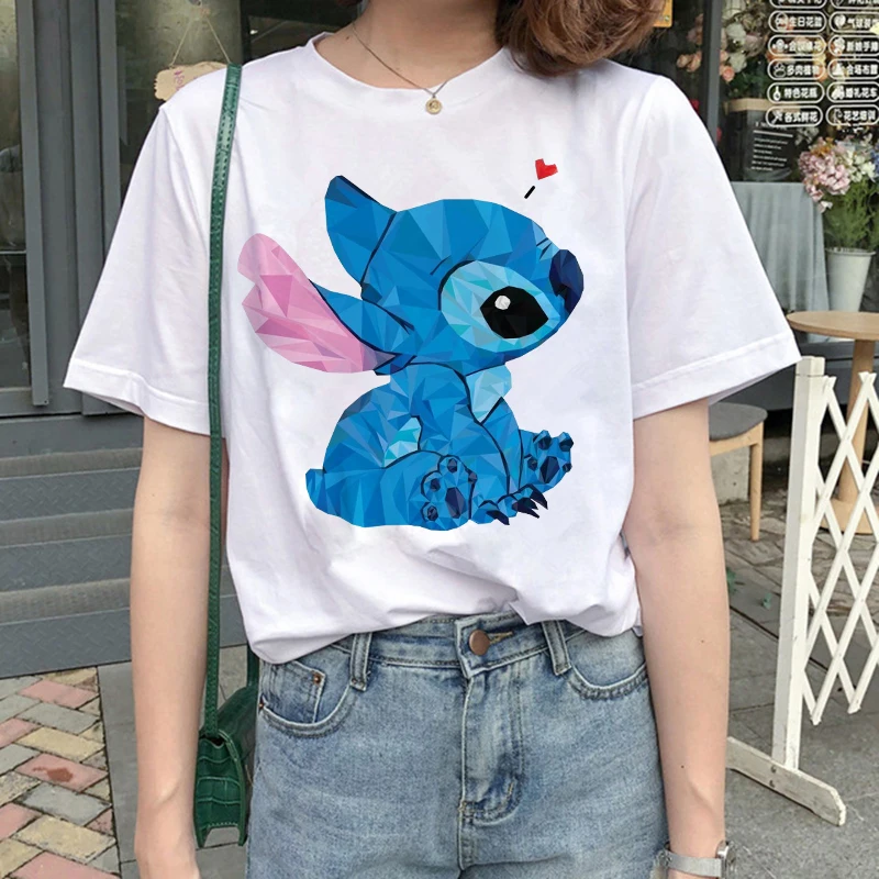 Harajuku Shirt Disney Lilo Stitch Cartoon T Shirt Stitch Cute Manga T-shirt Y2k Graphic Tshirt Top Tee Clothes