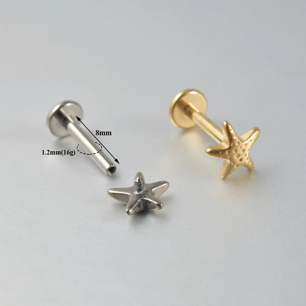1PC G23 Solid Titanium Scissor Snake Cartilage Earrings Stud 16G Internally Threaded Zircon Helix Ear Tragus Piercing Jewelry