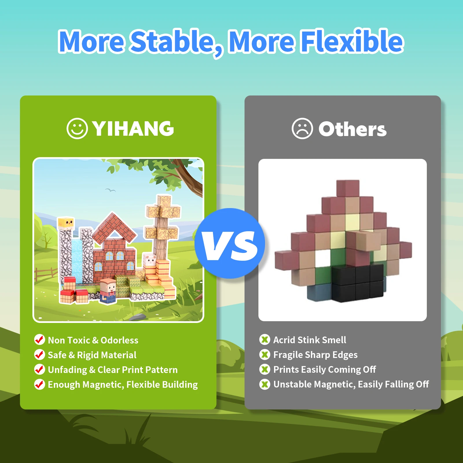 100 قطعة كتل مغناطيسية (مكعبات مغناطيسية) - ألعاب جذعية للأطفال 3+. هدايا مثالية للهالوين/عيد الميلاد قابلة للتكديس للأولاد والبنات