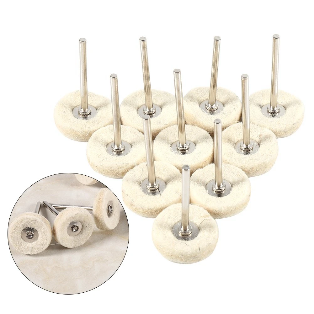 10 Pieces 25Mm Felt Installation Polishing Pad Jewelry Polishing Polishing Polishing Pad Set T-Shaped Rotary Drill Grinder Brush