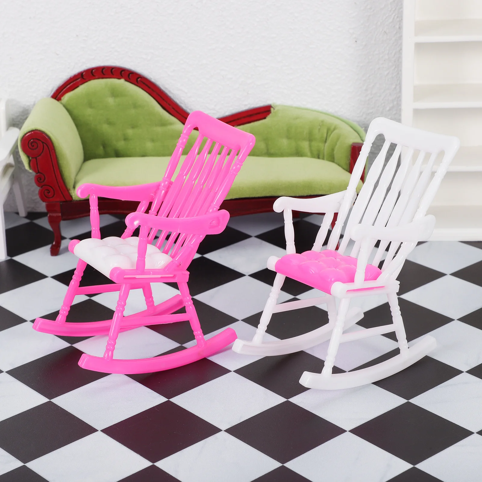 

5Pcs Mini Rocking Chair Playset ABS Material Small Gift for Dollhouse Nursery Kindergarten Hand Eye Coordination Development