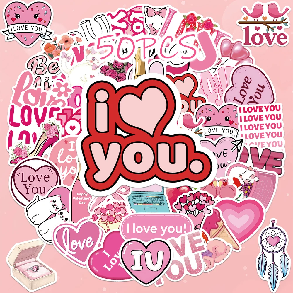 

50pcs "LOVE" themed decorative stickers for New Year gift party decals Back to school laptop cellphone case skateboard luggage