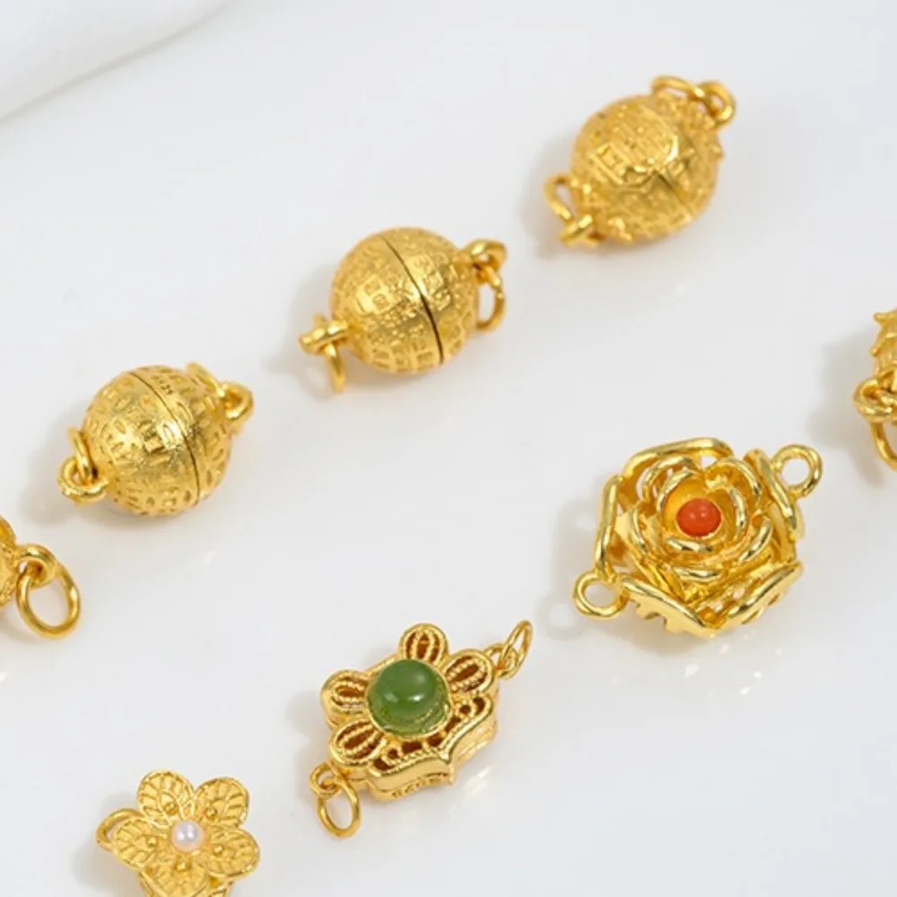 

Медные застежки, 24-каратное золото, магнитная пряжка, древняя яшма Наньхун, магнитная пряжка, браслет «сделай сам», ожерелье, ювелирные аксессуары