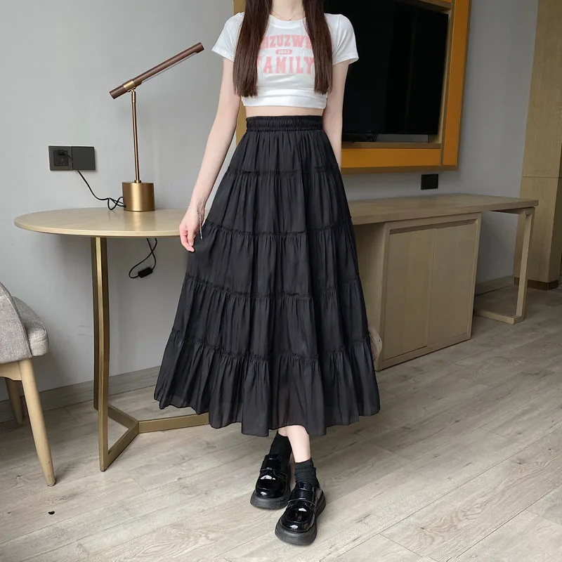 Ladies Fashion Sexy Splicing Skirts Women Clothes Girls Summer Black Long Skirt Casual Female Woman Nice Clothing BVAW8019