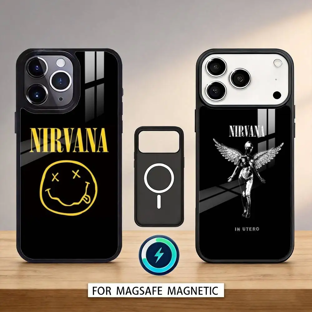 L-Lamentably N-Nirvana R-Rock Band Phone Case Magnetic For iPhone17 16 15 14 13 12 Pro Max For Magsafe Wireless Charging Cover