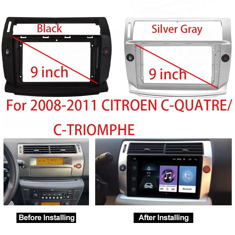 9 Inch Car Radio Fascia For CHEVROLET Citroen C-Quatre C4 2004-2009 MP5 Player Panel Frame 2 Din Head Unit Stereo Dash Cove