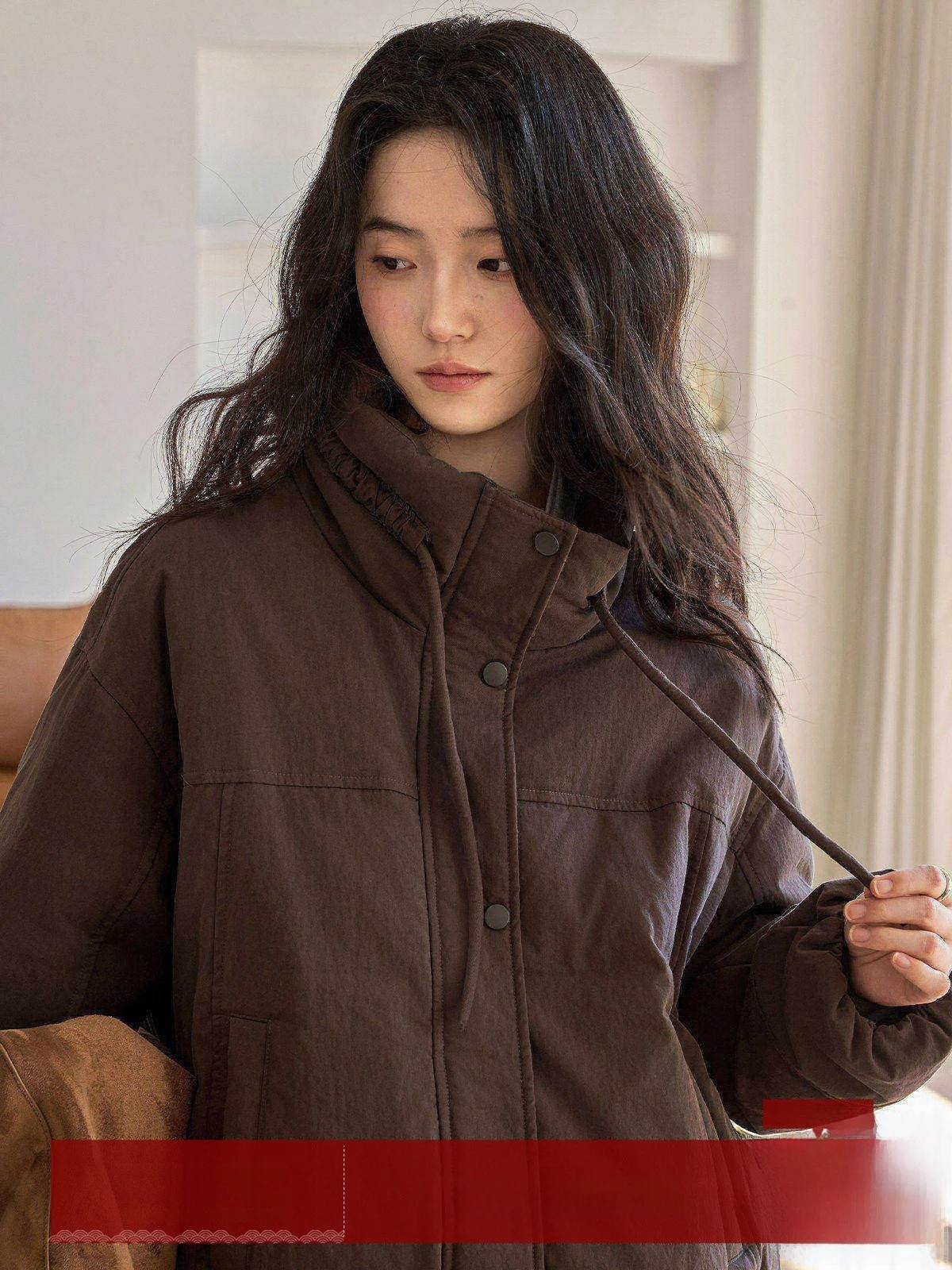

MoZa Vintage Warm Duck down Short Coat Women's Loose Fit Winter Jacket Stylish Slimming Stand Collar Quilted Padded Coat