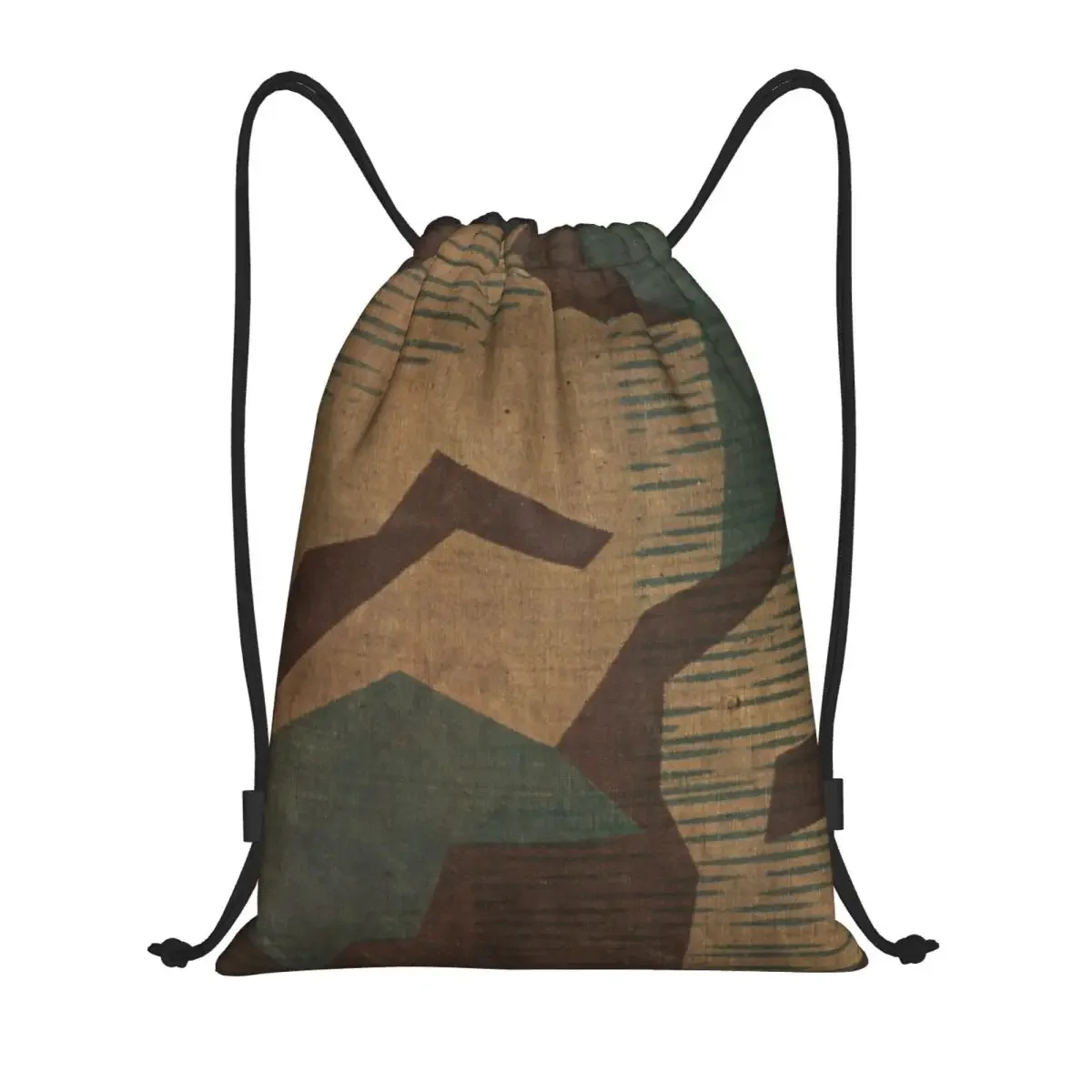 Splintertarn German Camouflage Drawstring Backpack Sports Gym Sackpack Camo String Bag for Hiking