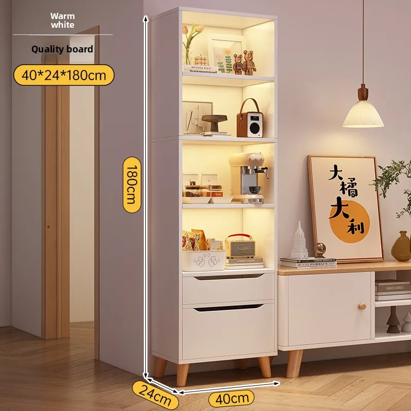 Bookcase Household Standing Cabinet  Floor Shelf Living Room Locker Small Narrow Cabinet Dust-proof Locker Storage Cabinet