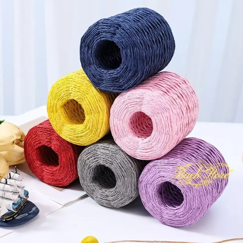Cuerda de papel de hierba Lafite multicolor, sombrero de paja tejido a mano, bolsa, embalaje, decoración de ramo, cuerda de papel, hierba Lafite de colores mezclados