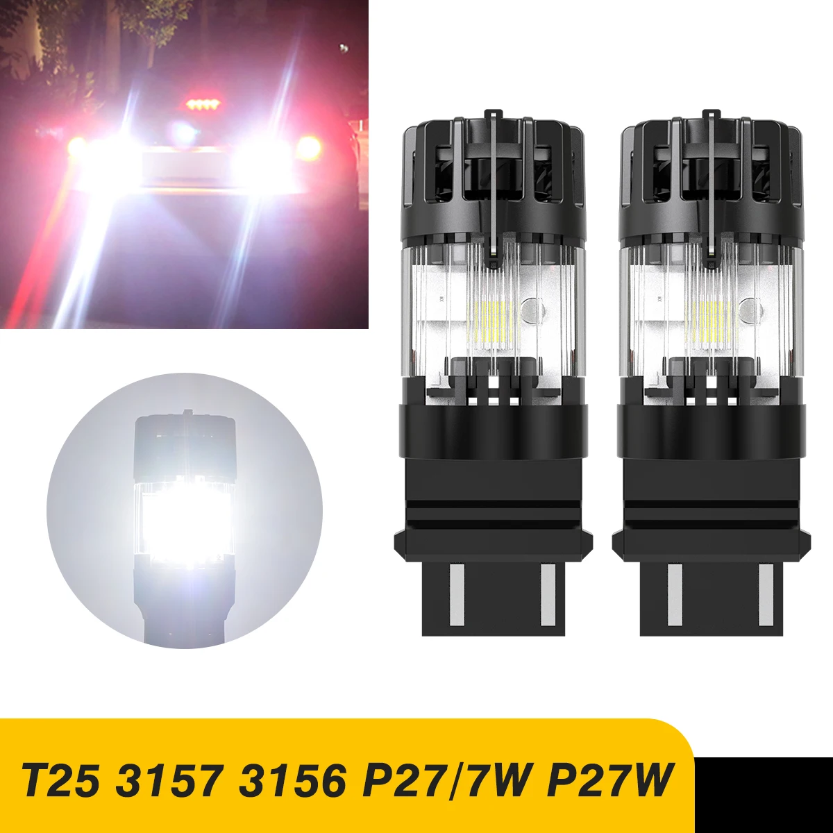 2pcs T25 3157 Canbus Led Car Lights Super Led Auto Car Light Plug and Play SMD 1860 Chips For Dacia Spring Sandero Logan Duster
