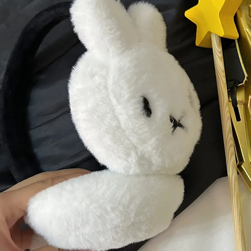 

Miffy Cute Bunny-head Earmuffs Winter Warmth for Women Portable Cycling Outdoor Use Soft Plush Cold-Proof with Elastic Headband