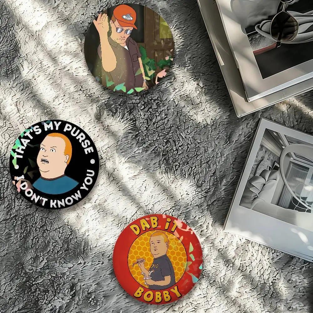 Funny Cartoon K-King of the H-Hill Laser Badge Creative Pins Brooch for Bag Clothes Hat Decor Gifts Fans Collect