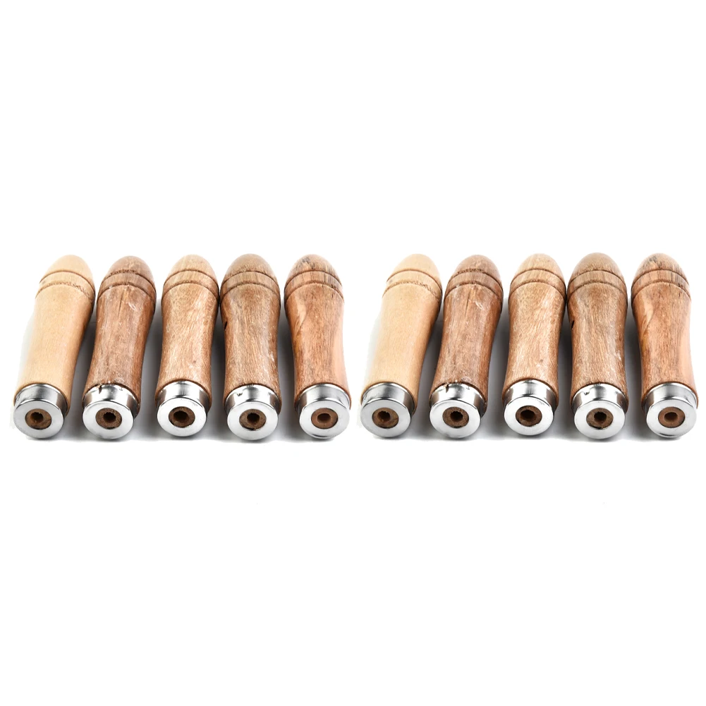 30pcs Natural Wood File Handles 90mm Long 4mm Hole Diameter With Strong Metal Sleeve For Metal File Rasp Drill Craft Tools