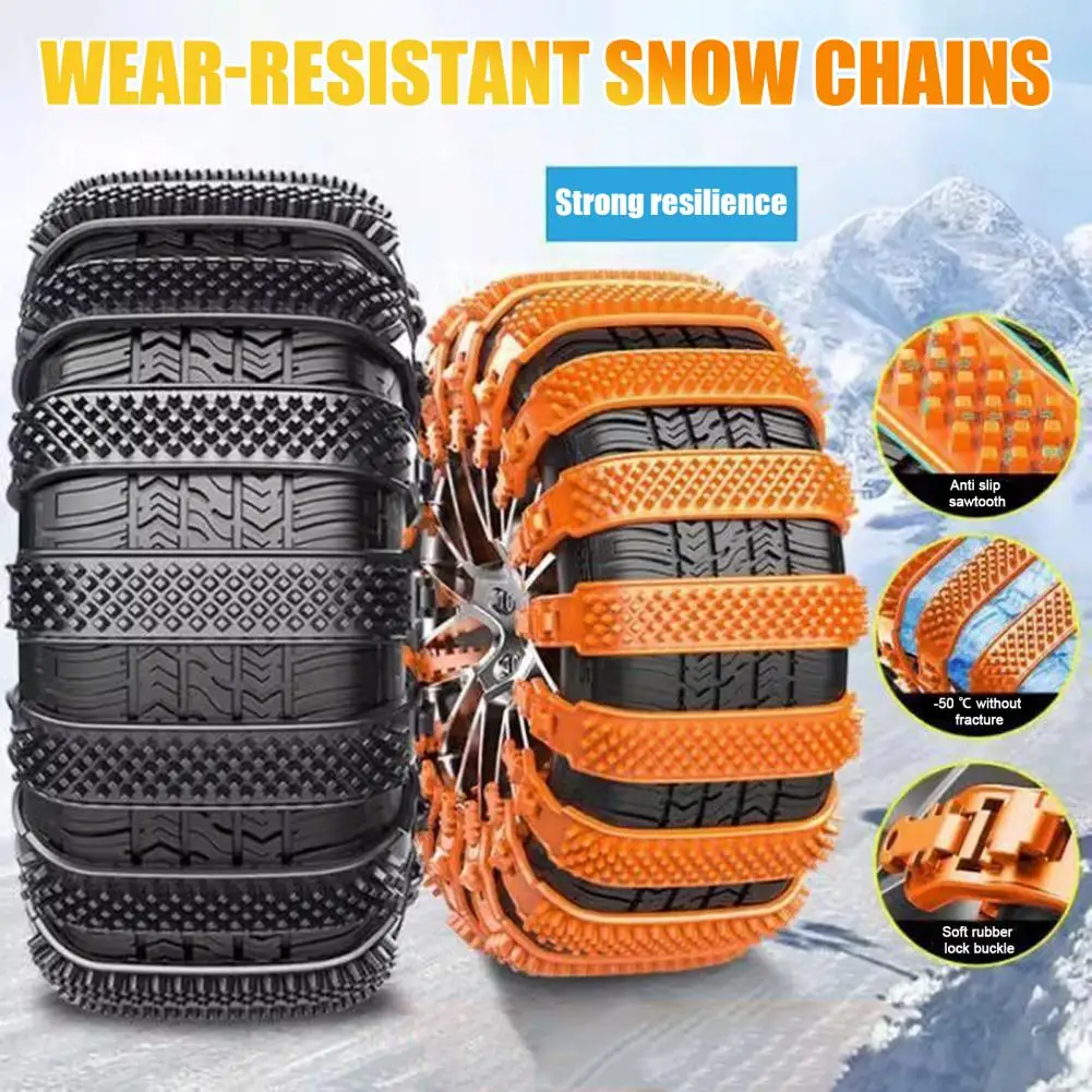 Universal Snow Tire Chains for SUV Trucks Portable Emergency Anti-Skid PE Plastic Zip Ties for Muddy Icy Roads Traction Aid