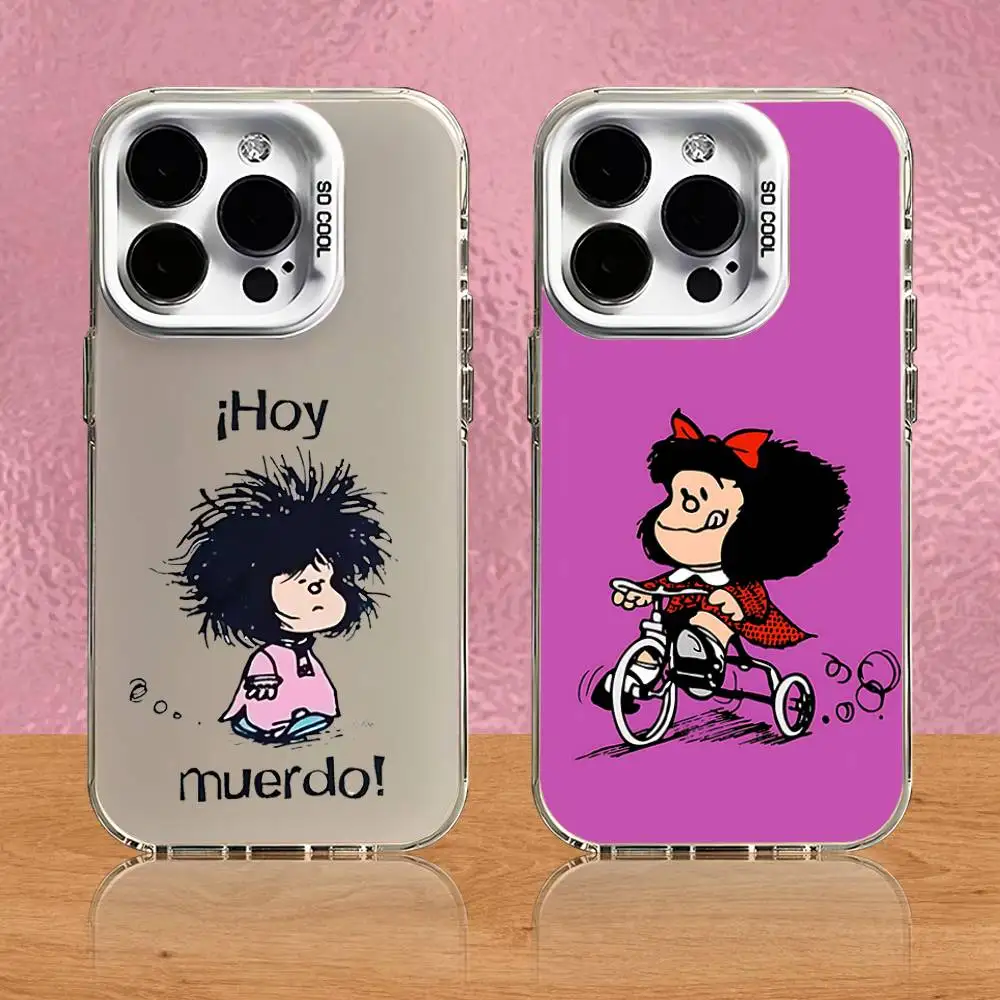 

M-Mafalda World Peace Phone Case For iPhone 16,15,14,13,12,11,Pro,Max,Plus,Mini,SE White Candy Matte Shockproof Cover