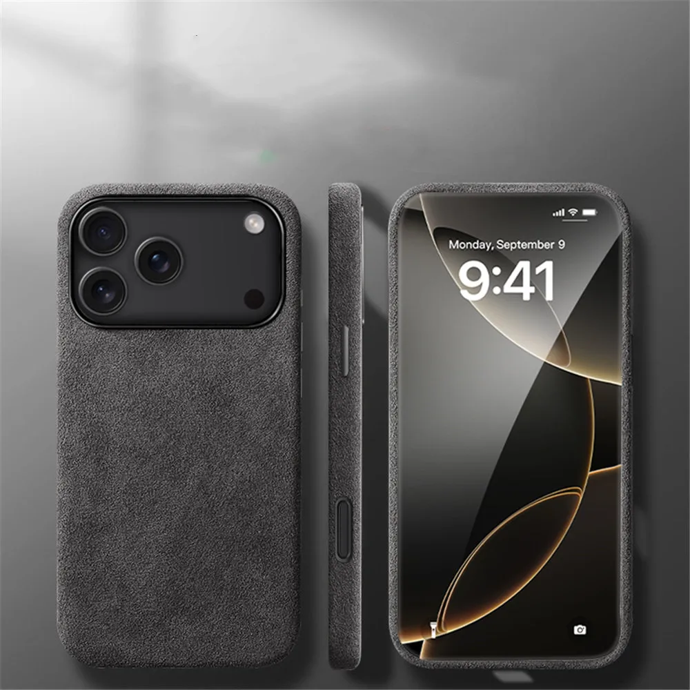

Магнитный чехол из натуральной кожи алькантары для iPhone 17 Pro Max Air 17, задняя крышка Magsafe