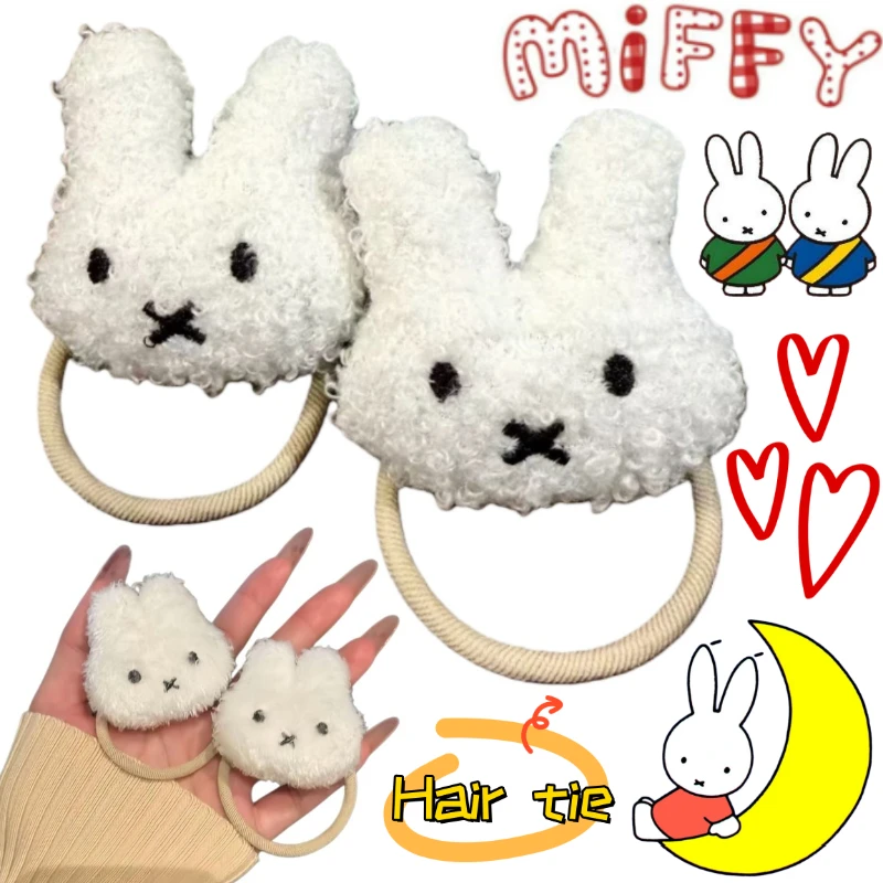 

Miffy rabbit anime two-dimensional hair tie, sweet and cute girls high ponytail hairband versatile hair accessory gift wholesale