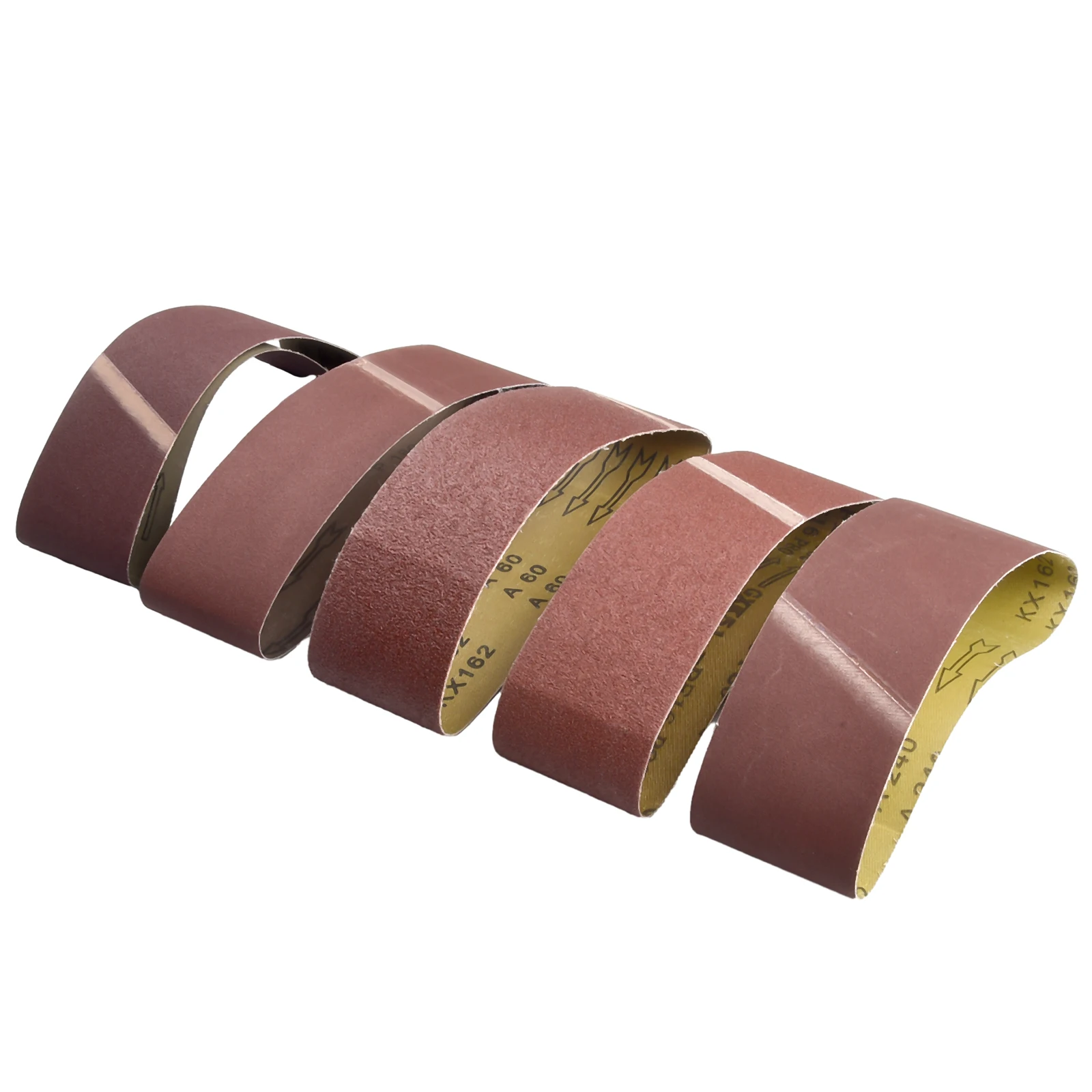 

Abrasive Band Sanding Belts 75mm*533mm Alumina Burgundy Kit Replacement 5 Pieces 60/80/120/180/240 Grits Practical