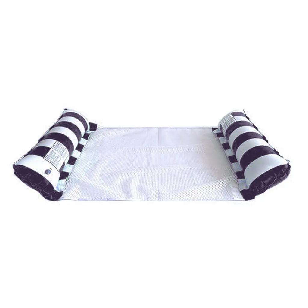 Foldable Striped Inflatable Lounge Chair, Suitable For Swimming Pool Parties And Beach Leisure Floating Beds With Net Backrest